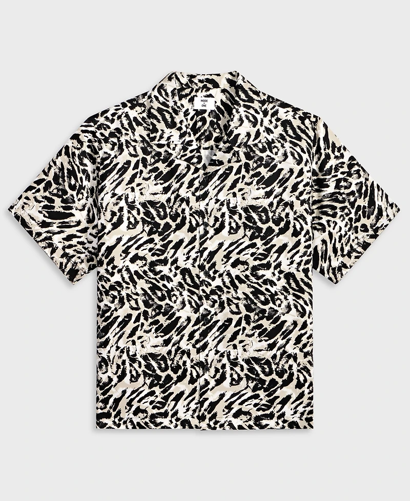 Mode of One Men's Relaxed-Fit Leopard-Print Button-Down Camp Shirt, Exclusively at Macy's