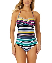Anne Cole Women's Striped Twist-Front One-Piece Swimsuit