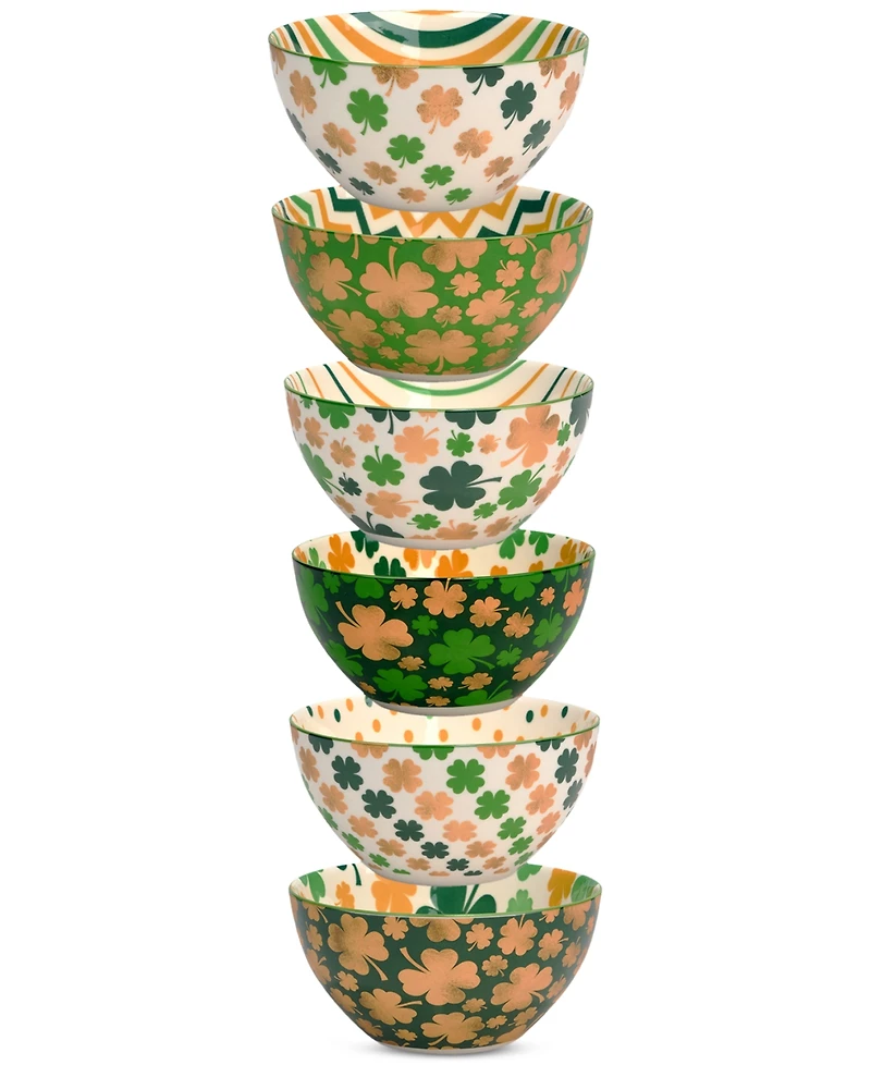 Certified International St. Patrick's Day Shamrock Bowls, Set of 6
