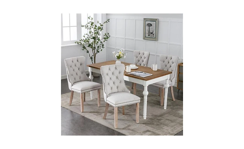 Modern High-End Tufted Contemporary Flax Upholstered Dining Chair for Elegant Rooms