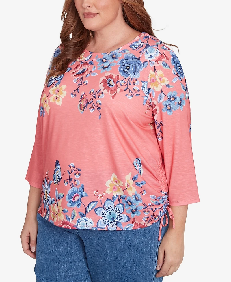 Alfred Dunner Plus Free Spirit Showstopping Crew Neck Floral Knit Top