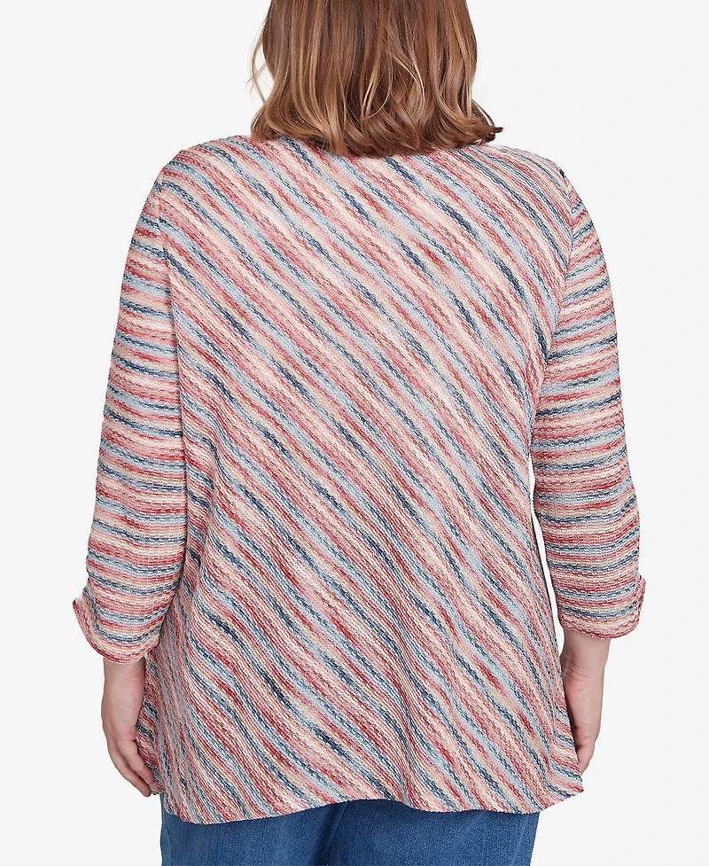 Alfred Dunner Plus Size Free Spirit Diagonal Space Dye Top with Necklace