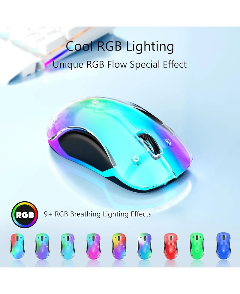 memzuoix 2.4G Led Wireless Mouse, Rechargeable Ergonomic Mouse with Detachable Cover, 1200 Dpi Portable Optical Computer Mouse with Usb Receiver for L