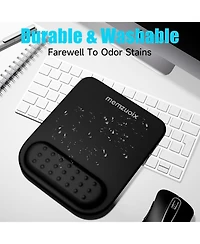 memzuoix Black Ergonomic Mouse Pad with Wrist Rest Support,Premium Memory Foam Cushioning for Pain Relief, Non-Slip Pu Base for Stable Smooth Control
