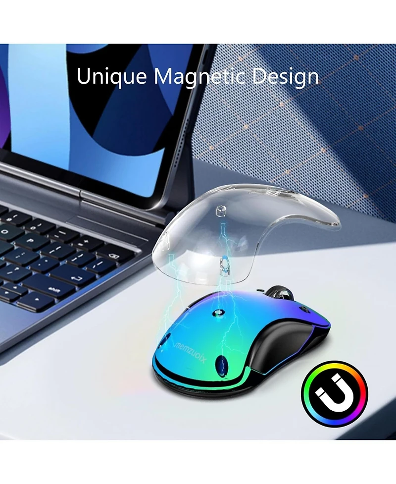 memzuoix 2.4G Wireless Mouse, Cordless Computer Mice Wireless Mouse for Laptop, Desktop, Pc, MacBook- 2 Pack (Led Rechargeable Wireless Mouse)
