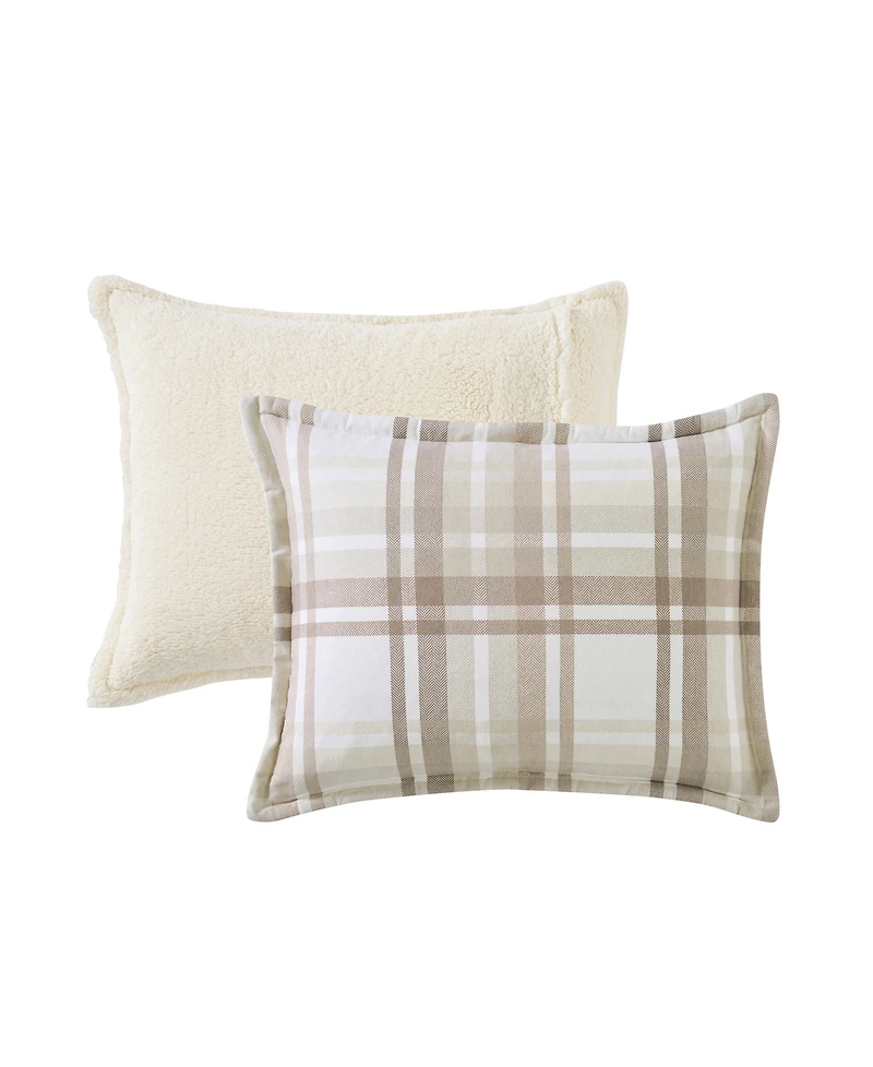 Vcny Home Plaid Brushed Flannel and Sherpa 3-Pc. Comforter Set