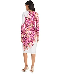 Maggy London Women's Floral-Print Long-Sleeve Sheath Dress