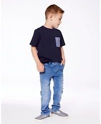 Deux par Big Boys Short Sleeve Tee With Pocket Navy Blue