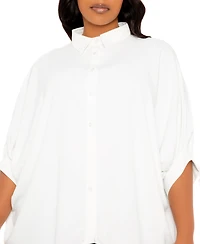 Buxom Couture Women's Plus Flowy Hi-lo Blouse