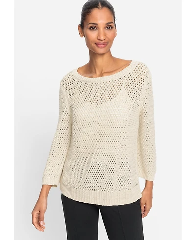 Olsen Women's Lattice Open Knit Pullover