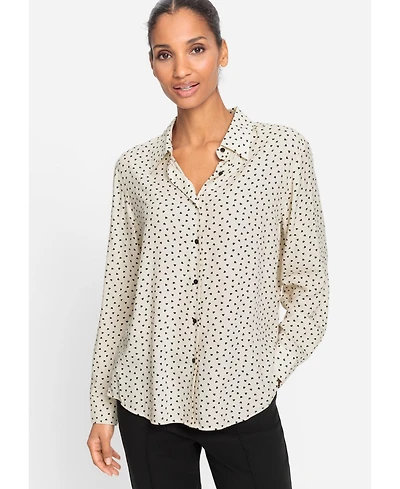 Olsen Women's Heart Print Button Front Shirt