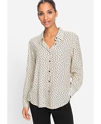 Olsen Women's Heart Print Button Front Shirt