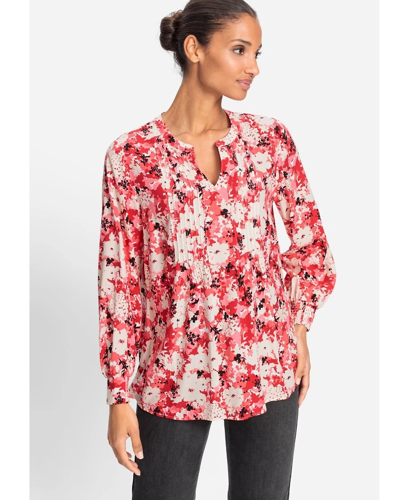 Olsen Women's Floral Camo Tunic Blouse