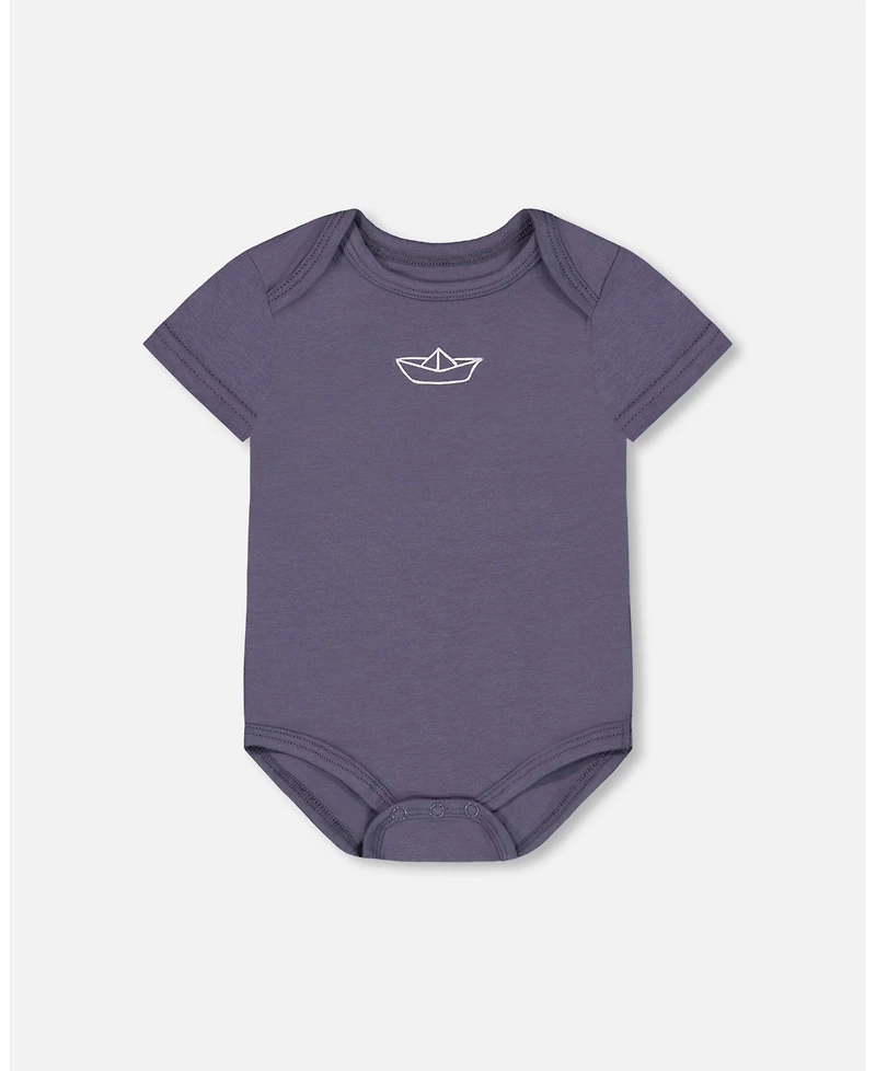 Deux par Deux Baby Boys Organic Cotton Onesie Navy Blue