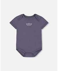Deux par Deux Baby Boys Organic Cotton Onesie Navy Blue