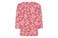 Olsen Women's Floral Rib Knit Jersey Top