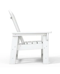 2-Piece Kids Outdoor Hdpe Adirondack Chair With Square Side Table Set