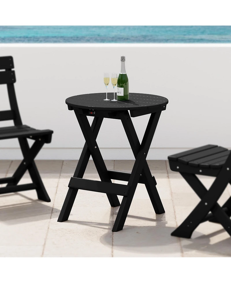 Hdpe Outdoor 24.5 Inch Round Portable Folding Patio Dining Table