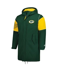 Starter Men's Green Green Bay Packers Dynasty Polyfill Stadium Full-Zip Jacket