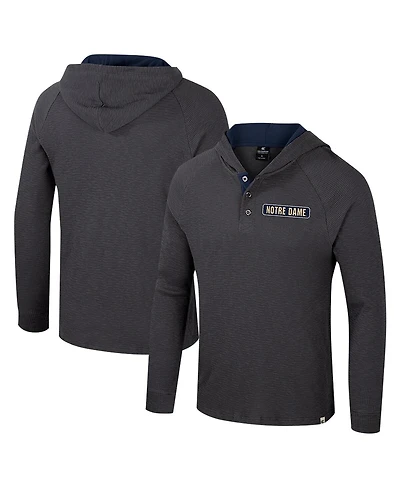 Colosseum Men's Charcoal Notre Dame Fighting Irish Dujour Raglan Long Sleeve Henley Hoodie T-Shirt