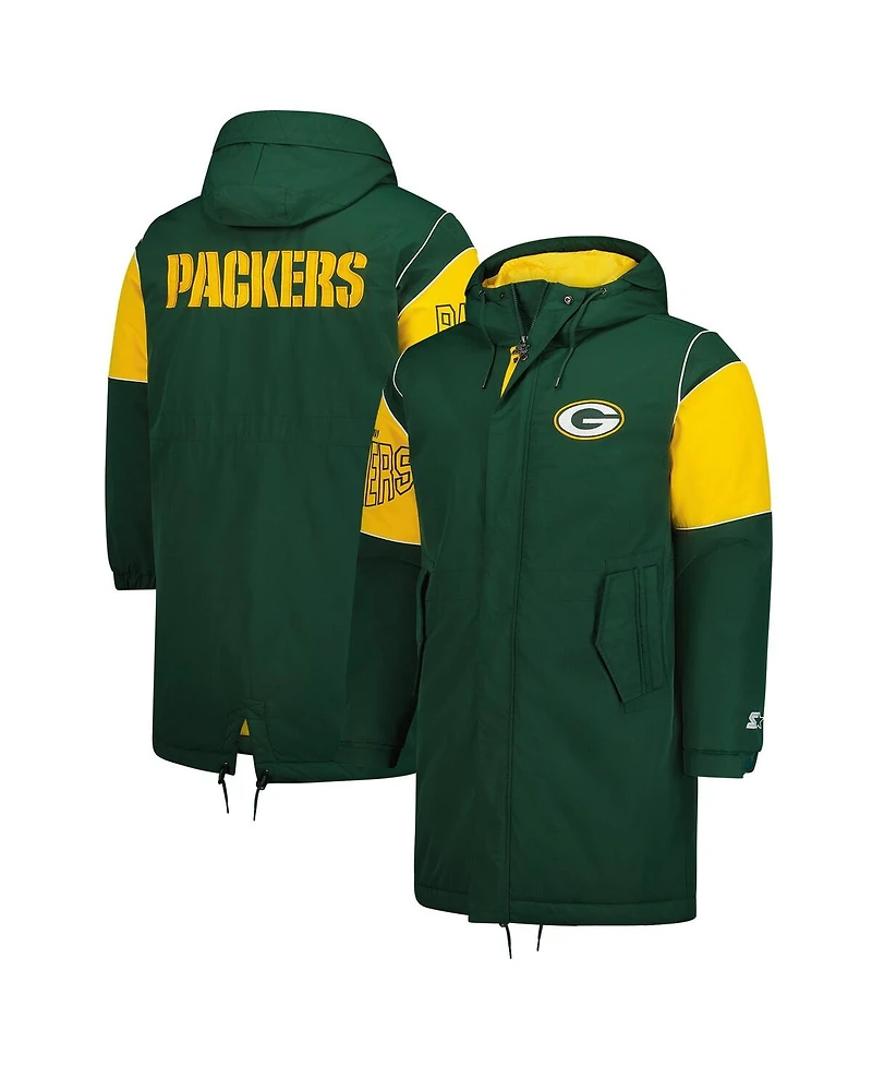 Starter Men's Green Green Bay Packers Dynasty Polyfill Stadium Full-Zip Jacket