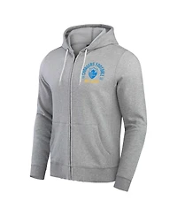 Fanatics Men's Heather Gray Los Angeles Chargers Vintage Stripe Full-Zip Hoodie