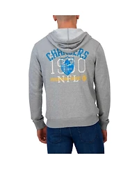 Fanatics Men's Heather Gray Los Angeles Chargers Vintage Stripe Full-Zip Hoodie