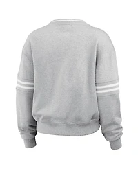 Wear by Erin Andrews Women's Heather Gray Atlanta Braves Domestic Crest Pullover Sweatshirt