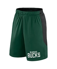 Logo Athletic Men's Hunter Green/Black Milwaukee Bucks Launch Performance Shorts