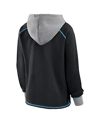 Logo Athletic Women's Black Carolina Panthers Boom Fleece Pullover V-Neck Hoodie