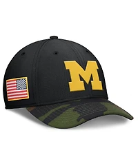 Jordan Men's Black/Camo Michigan Wolverines 2024 Military Appreciation Rise Swoosh Performance Flex Hat