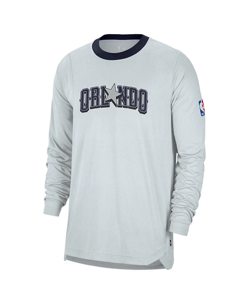 Nike Men's Silver Orlando Magic 2024/25 City Edition Authentic Pregame Performance Long Sleeve Shooting T-Shirt