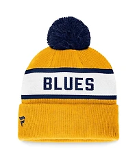 Fanatics Men's Gold St. Louis Blues Fundamental Wordmark Cuffed Knit Hat with Pom