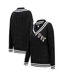 Pro Standard Women's Black Pittsburgh Steelers Prep V-Neck Pullover Sweater