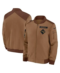 Nike Men's Brown New England Patriots Salute To Service Full-Zip Bomber Jacket