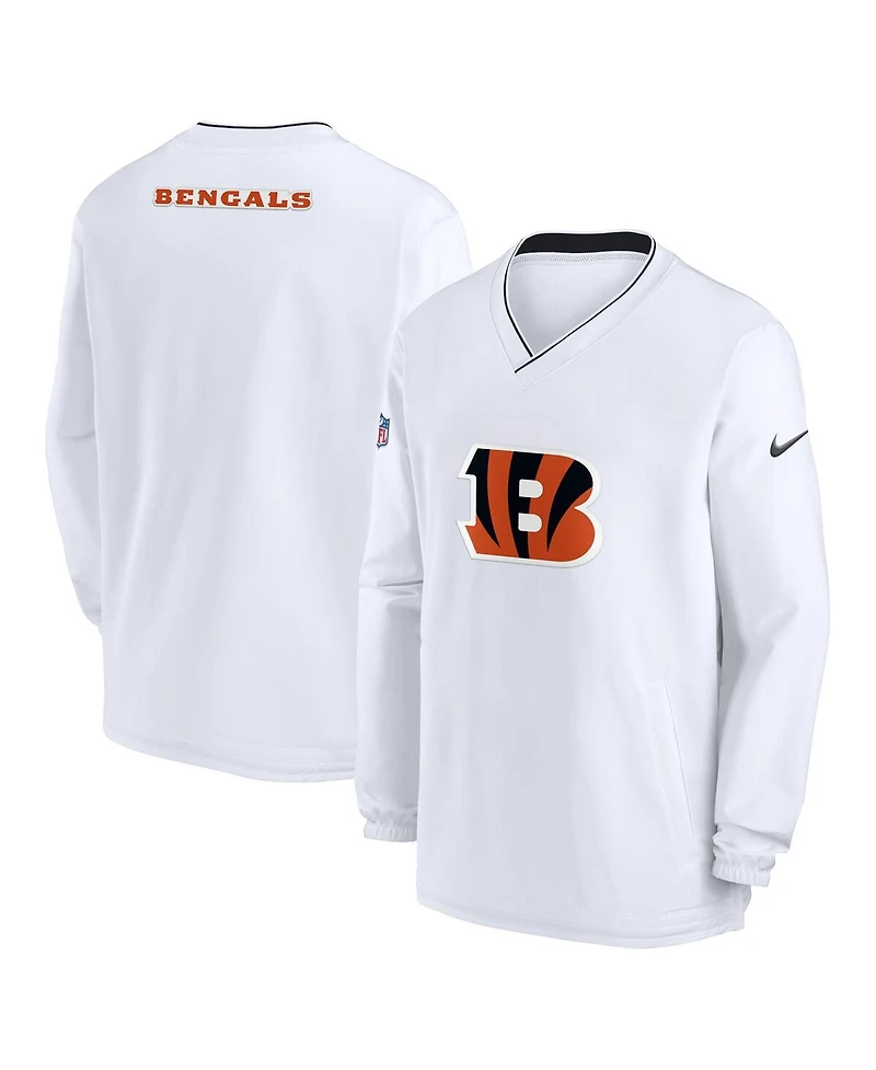 Nike Men's White Cincinnati Bengals 2023/24 Sideline Repel V-Neck Long Sleeve Pullover Windshirt