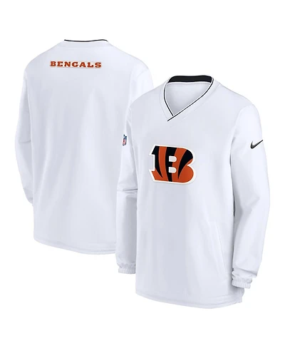 Nike Men's White Cincinnati Bengals 2023/24 Sideline Repel V-Neck Long Sleeve Pullover Windshirt