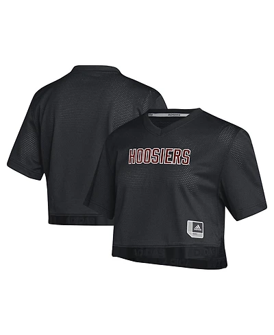 Adidas Women's Black Indiana Hoosiers Primegreen V-Neck Cropped Jersey