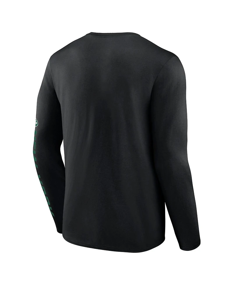 Fanatics Men's Black New York Jets Helmet Platform Long Sleeve T-Shirt