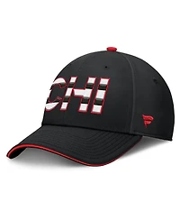 Fanatics Men's Black/Red Chicago Blackhawks Authentic Pro Rink Team Code Flex Hat