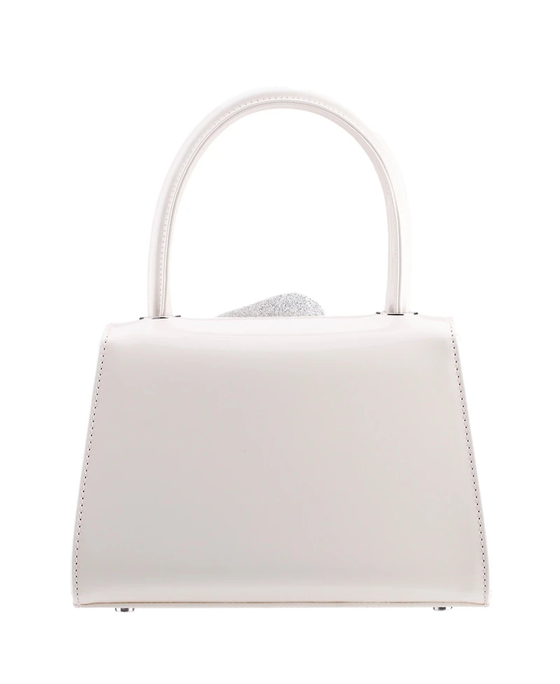 Nina Crystal Flower Embellished Patent Satchel Bag