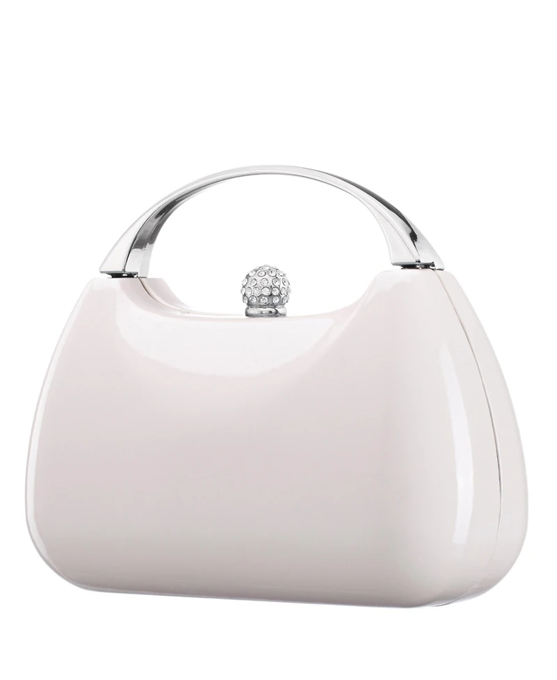 Nina Patent Minaudiere with Metal Handle Clutch