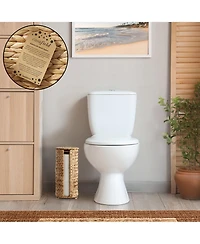 Casafield Toilet Paper Roll Holder with Lid - Espresso, Fits 3 Rolls, Free Standing Water Hyacinth Bath Tissue Storage Organizer for Bathroom