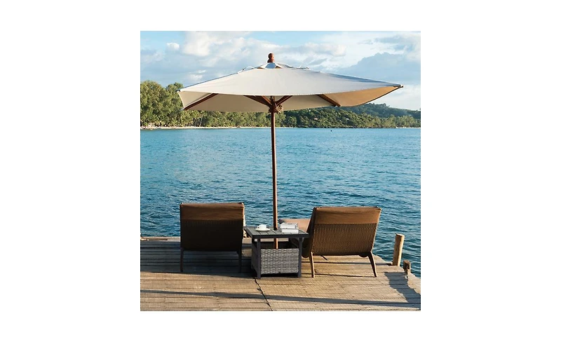 Outdoor Side Table with Umbrella Hole & Storage Space Perfect for Patio, Deck, or Garden Use
