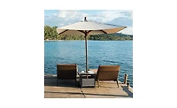 Outdoor Side Table with Umbrella Hole & Storage Space Perfect for Patio, Deck, or Garden Use