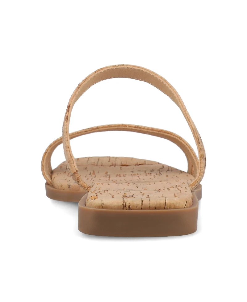 Journee Collection Women's Brisa Multi Strap Slip On Flat Sandals