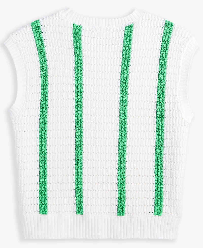 Epic Threads Little & Big Girls Striped Crochet Knit Top, Exclusively at Macy's