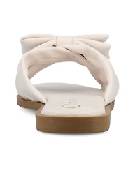 Journee Collection Women's Prylin Bow Slide Flat Sandals