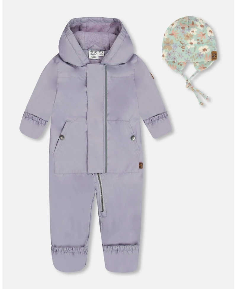 Deux par Deux Baby Girls Mid-Season One-Piece Outerwear Lilac With Printed Hat