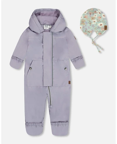 Deux par Deux Baby Girls Mid-Season One-Piece Outerwear Lilac With Printed Hat